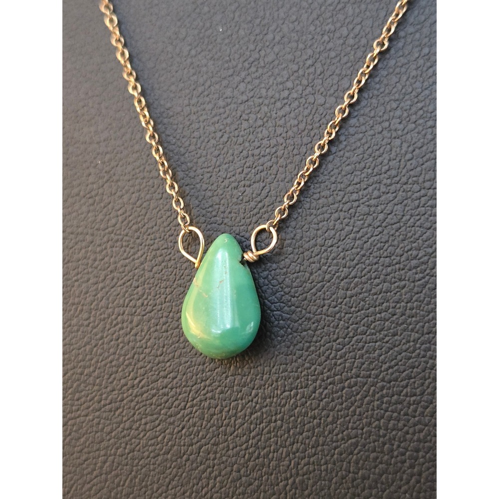 Gold-filled Turquoise Teardrop Necklace Dainty Vintage